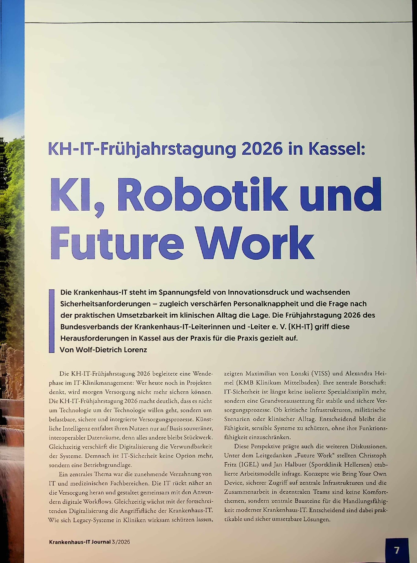 Vorschauseite 2: KH-IT-Frühjahrstagung 2026 in Kassel: Robotik und Future Work