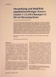Vorschauseite 1: Herstellung und Stabilität applikationsfertiger Humaninsulin-11 E./ml-Lösungen in 50-ml-Einmalspritzen.