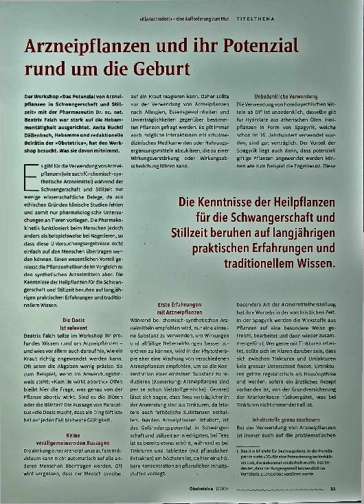 Vorschauseite 1: Arzneipflanzen und ihr Potenzial rund um die Geburt