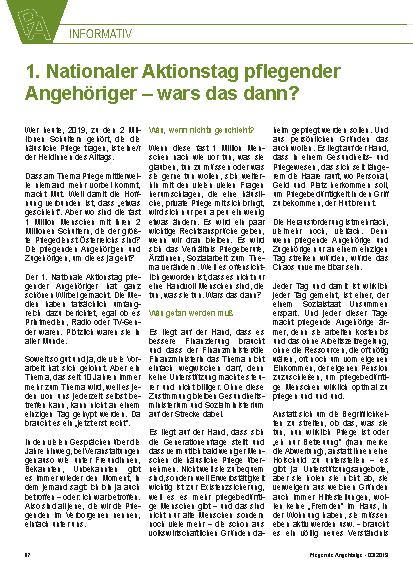 Vorschauseite 1: 1. Nationaler Aktionstag pflegender Angehöriger – wars das dann?