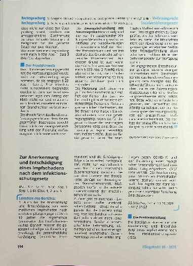 Vorschauseite 1: Zur Anerkennung und Entschädigung eines Impfschadens nach dem Infektionsschutzgesetz