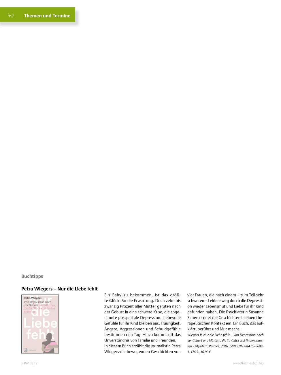 Vorschauseite 1: Buchtipp: Petra Wiegers – Nur die Liebe fehlt