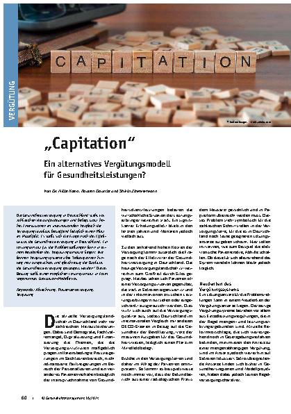 Vorschauseite 1: "Capitation" Ein alternatives Vergütungsmodell für Gesundheitsleistungen?