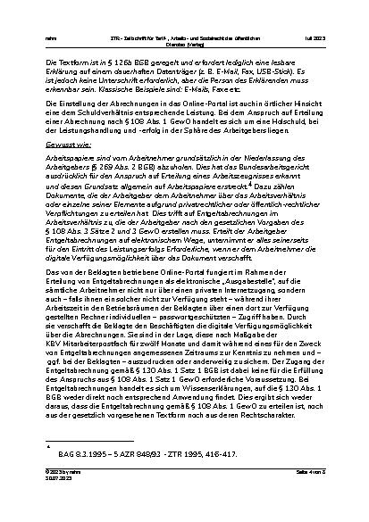 Vorschauseite 4: Die Zulässigkeit der Erteilung digitaler Entgeltabrechnungen durch Arbeitgeber