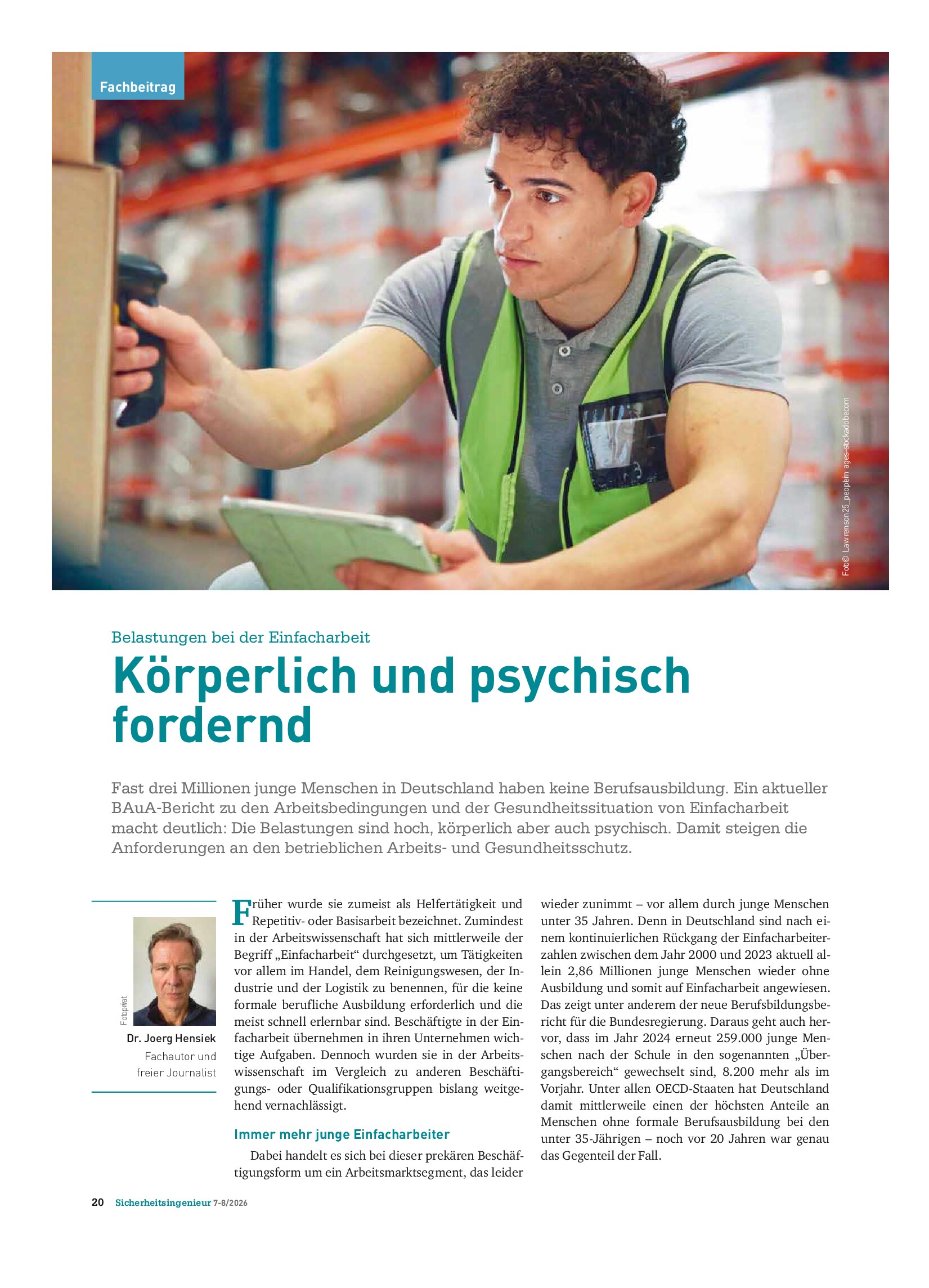 Vorschauseite 1: Belastungen bei der Einfacharbeit – körperlich und psychisch fordernd