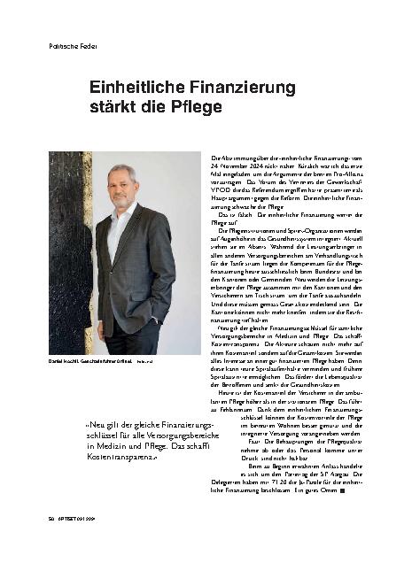 Vorschauseite 1: Einheitliche Finanzierung stärkt die Pflege