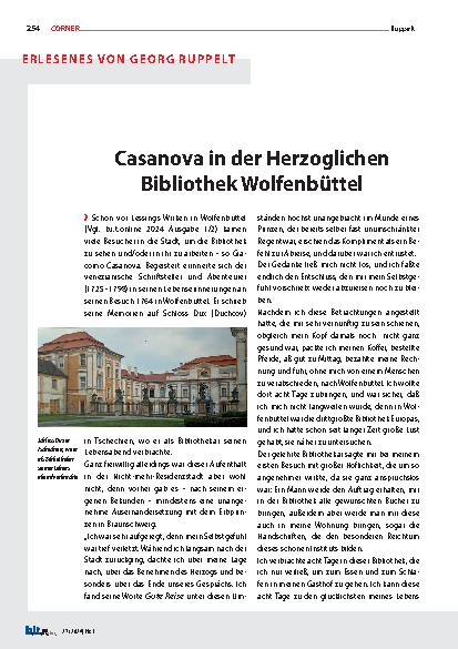 Vorschauseite 1: Casanova in der Herzoglichen Bibliothek Wolfenbüttel