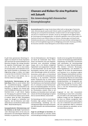 Vorschauseite 1: Chancen und Risiken für eine Psychiatrie mit Zukunft. Ein Anwendungsfall chinesischer Krisenphilosophie