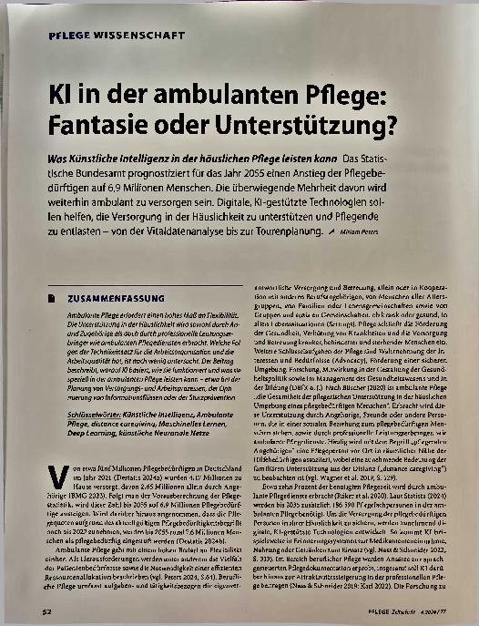 Vorschauseite 1: Klinik in der ambulanten Pflege: Fantasie oder Unterstützung?