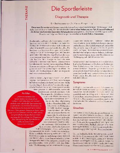 Vorschauseite 1: Die Sportlerleiste: Diagnostik und Therapie
