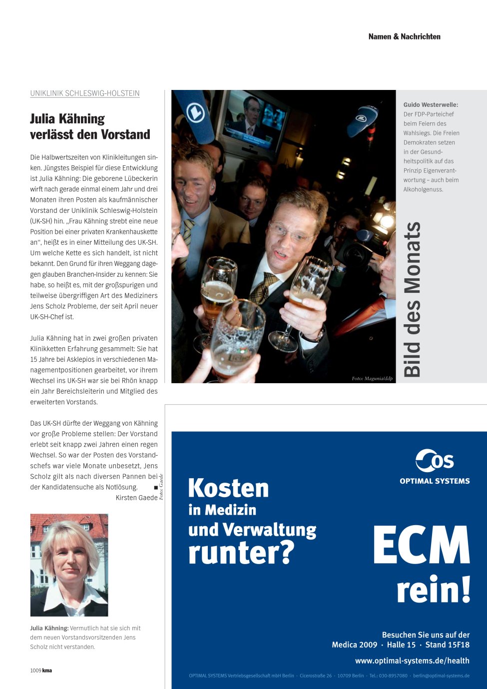 Vorschauseite 1: Julia Kähning verlässt den Vorstand
