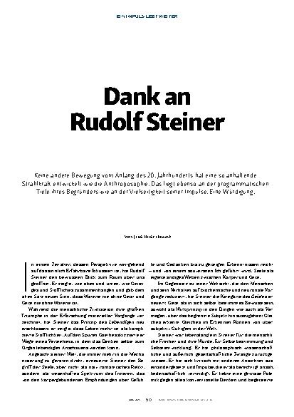 Vorschauseite 1: Dank an Rudolf Steiner
