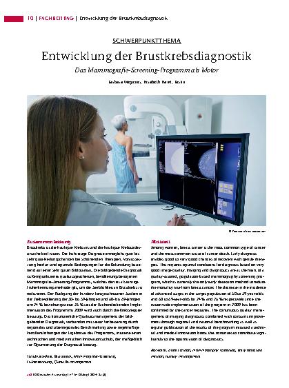 Vorschauseite 1: Entwicklung der Brustkrebsdiagnostik: Das Mammografie-Screening-Programm als Motor