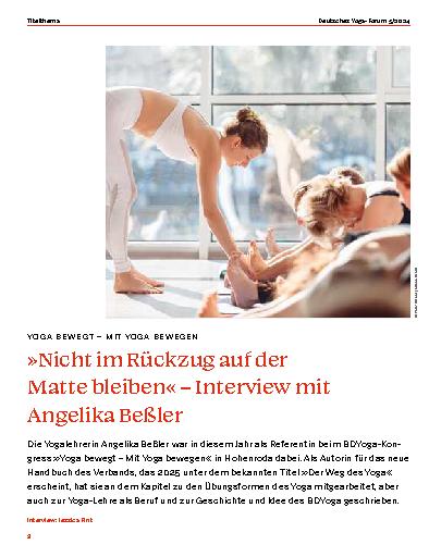 Vorschauseite 1: "Nicht im Rückzug auf der Matte bleiben" – Interview mit Angelika Bessler