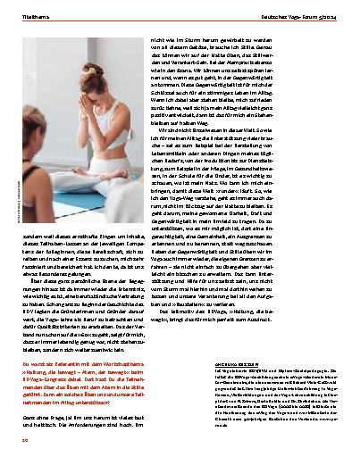 Vorschauseite 3: "Nicht im Rückzug auf der Matte bleiben" – Interview mit Angelika Bessler