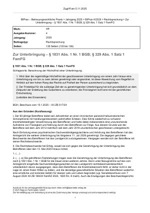Vorschauseite 1: Zur Unterbringung – § 1831 Abs. 1 Nr. 1 BGB; § 329 Abs. 1 Satz 1 FamFG