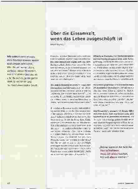 Vorschauseite 1: Über die Einsamkeit, wenn das Leben ausgeschöpft ist