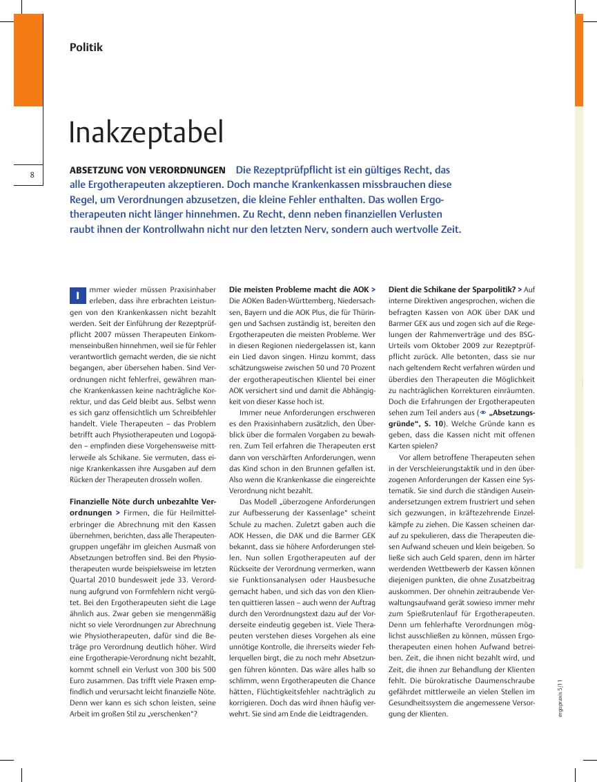 Vorschauseite 1: Absetzung von Verordnungen? Inakzeptabel