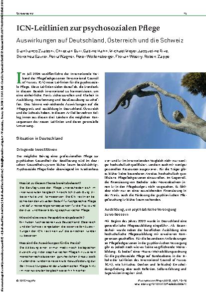 Vorschauseite 1: ICN-Leitlinien zur psychosozialen Pflege Auswirkungen auf Deutschland, Österreich und die Schweiz