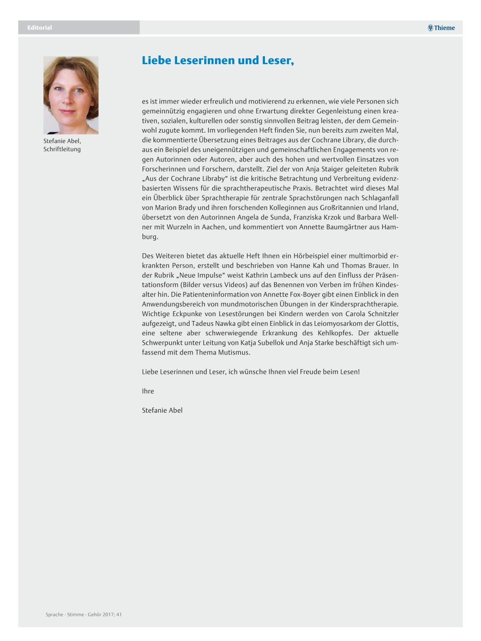 Vorschauseite 1: Liebe Leserinnen und Leser,