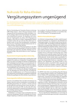 Vorschauseite 1: Nullrunde für Reha-Kliniken Vergütungssystem ungenügend