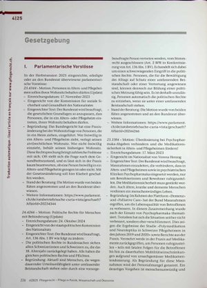 Vorschauseite 1: Gesetzgebung Parlamentarische Vorstösse