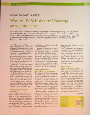 Vorschauseite 1: Gemeinsam gegen Hautkrebs Warum UV-Schutz und Vorsorge so wichtig sind