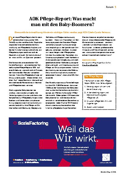 Vorschauseite 1: AOK Pflege-Report: Was macht man mit den Babyboomern?