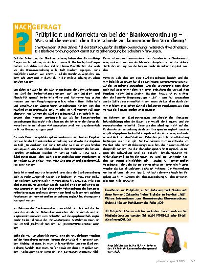 Vorschauseite 1: Prüfpflicht und Korrekturen bei der Blankoverordnung – Was sind die wesentlichen Unterschiede zur konventionellen Verordnung?