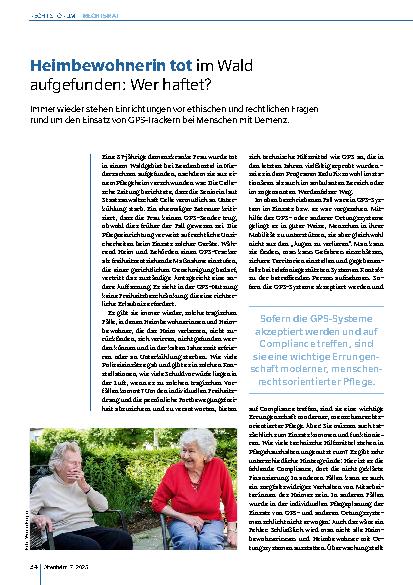 Vorschauseite 1: Heimbewohnerin tot im Wald aufgefunden: Wer haftet?
