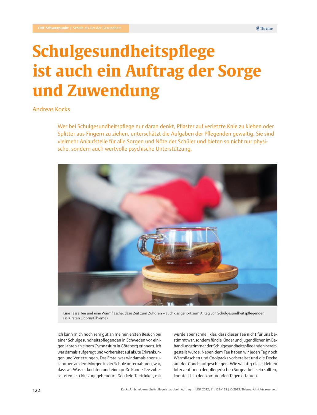 Vorschauseite 1: Schulgesundheitspflege ist auch ein Auftrag der Sorge und Zuwendung.