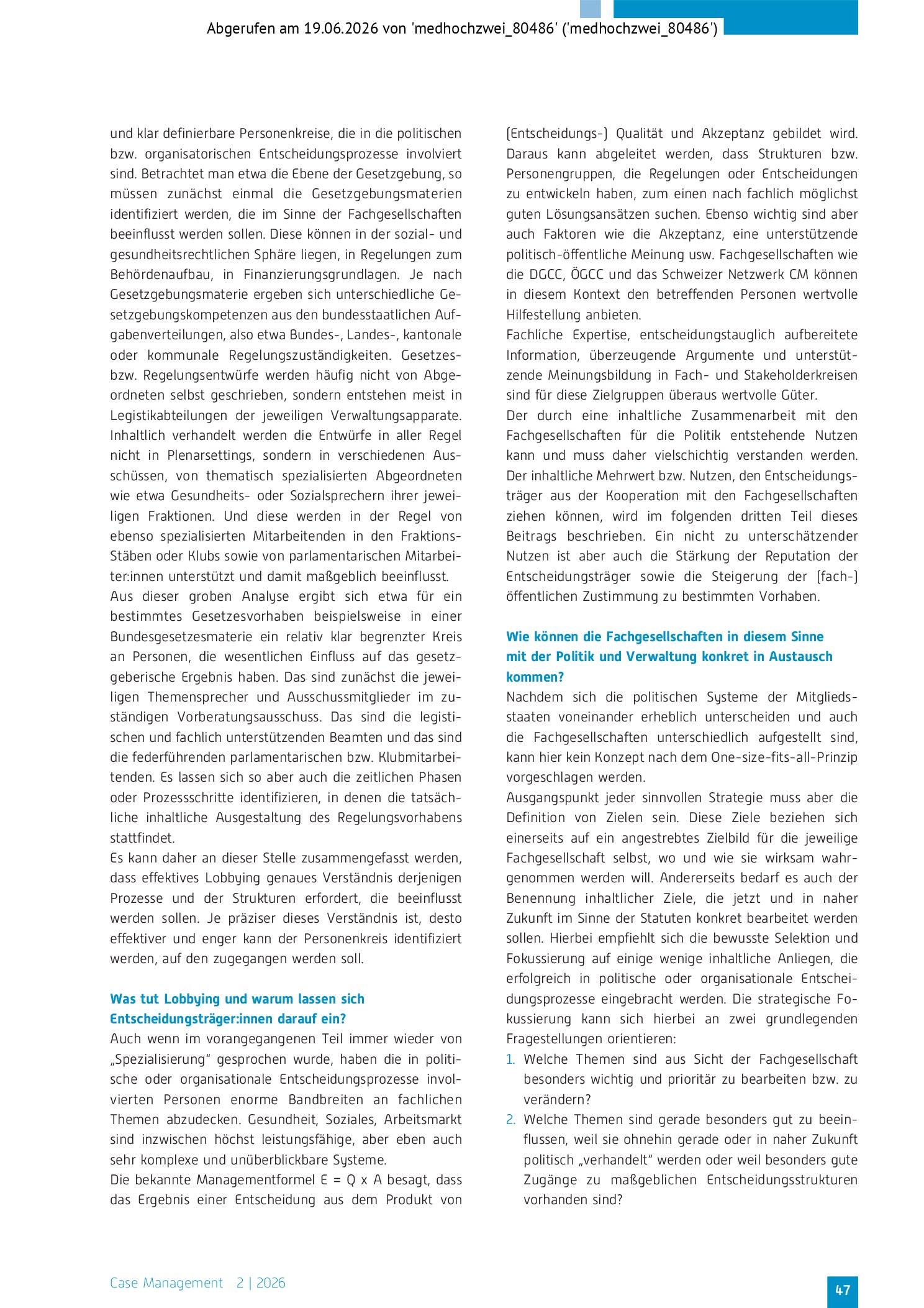 Vorschauseite 4: Versorgung im Gemeinwesen nachhaltig gestalten. Care und Case Management im politischen Horizont voranbringen