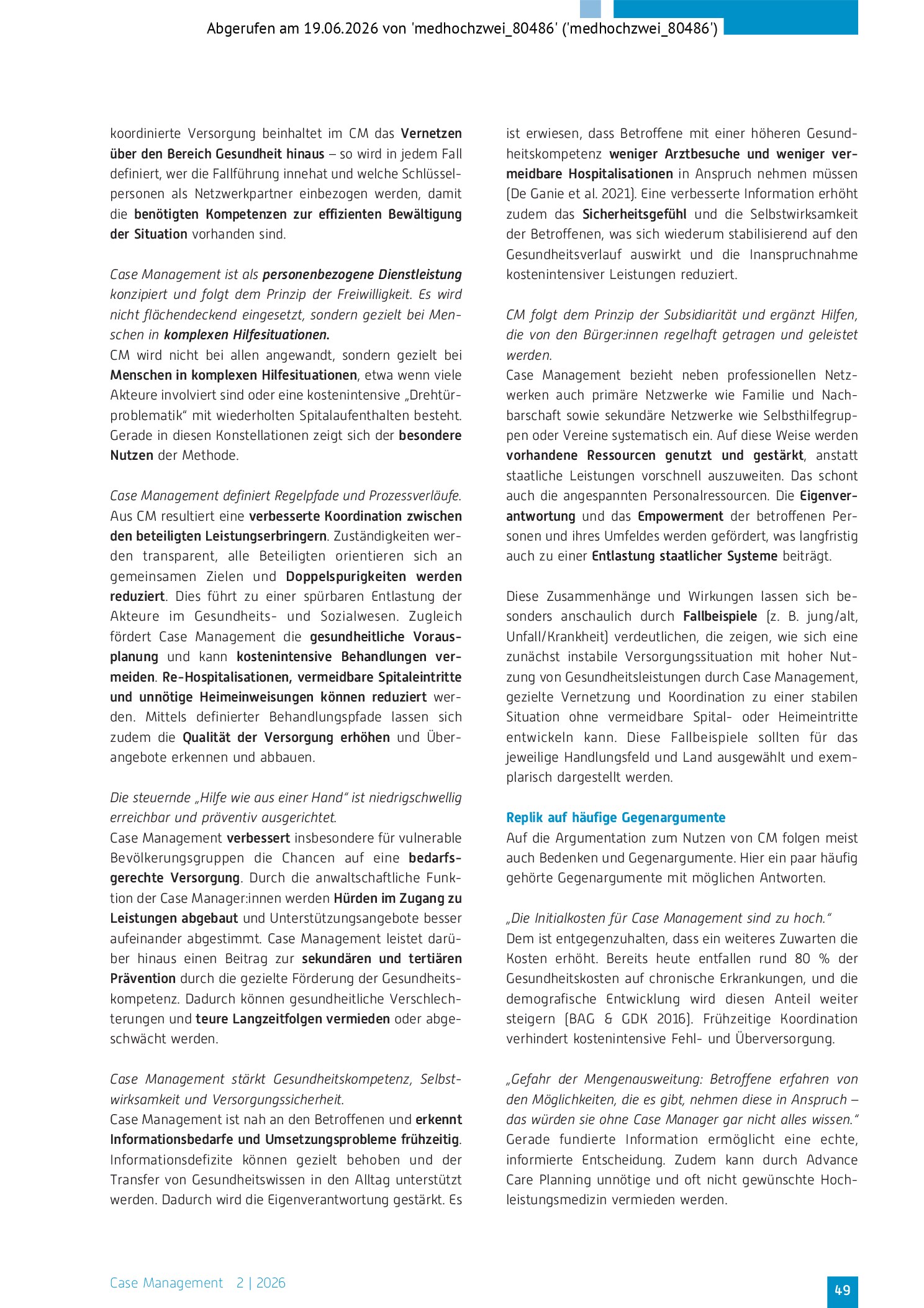 Vorschauseite 6: Versorgung im Gemeinwesen nachhaltig gestalten. Care und Case Management im politischen Horizont voranbringen