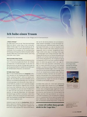 Vorschauseite 1: Ich habe einen Traum Inklusion für Hörbehinderte in der Pflege und im Seniorenheim