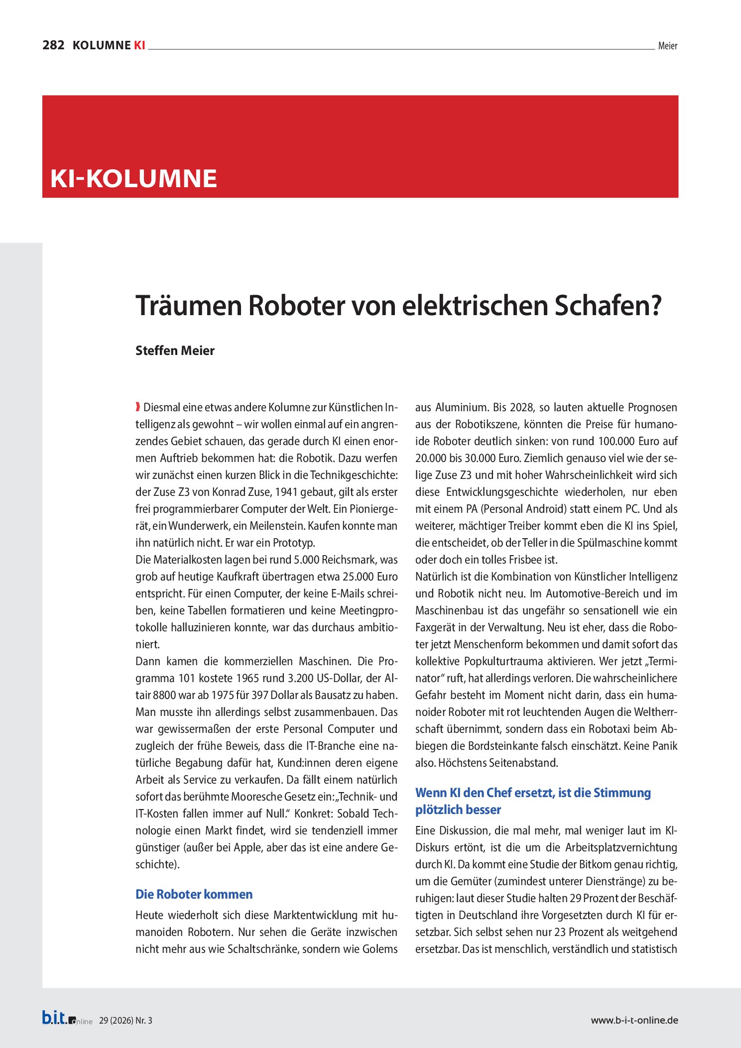 Vorschauseite 1: Träumen Roboter von elektrischen Schafen?