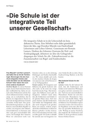 Vorschauseite 1: «Die Schule ist der integrativste Teil unserer Gesellschaft»