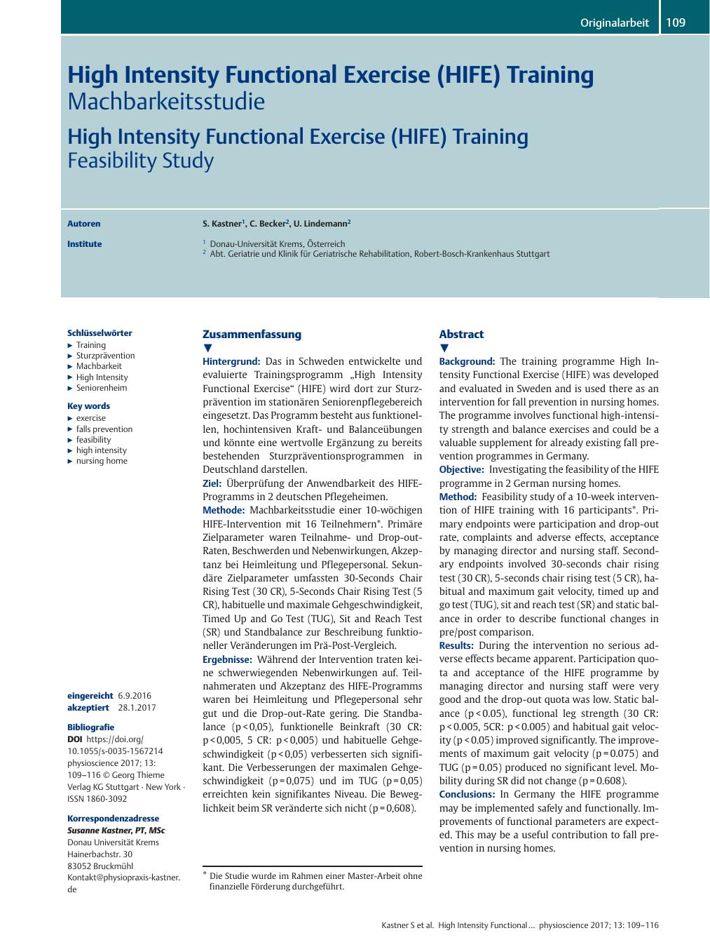 Vorschauseite 1: High Intensity Functional Exercise (HIFE) Training