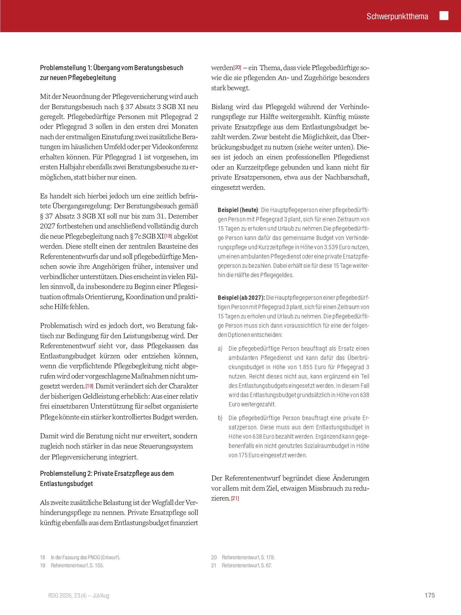 Vorschauseite 4: Pflegereform 2027: Vier neue Budgets, viele offene Fragen