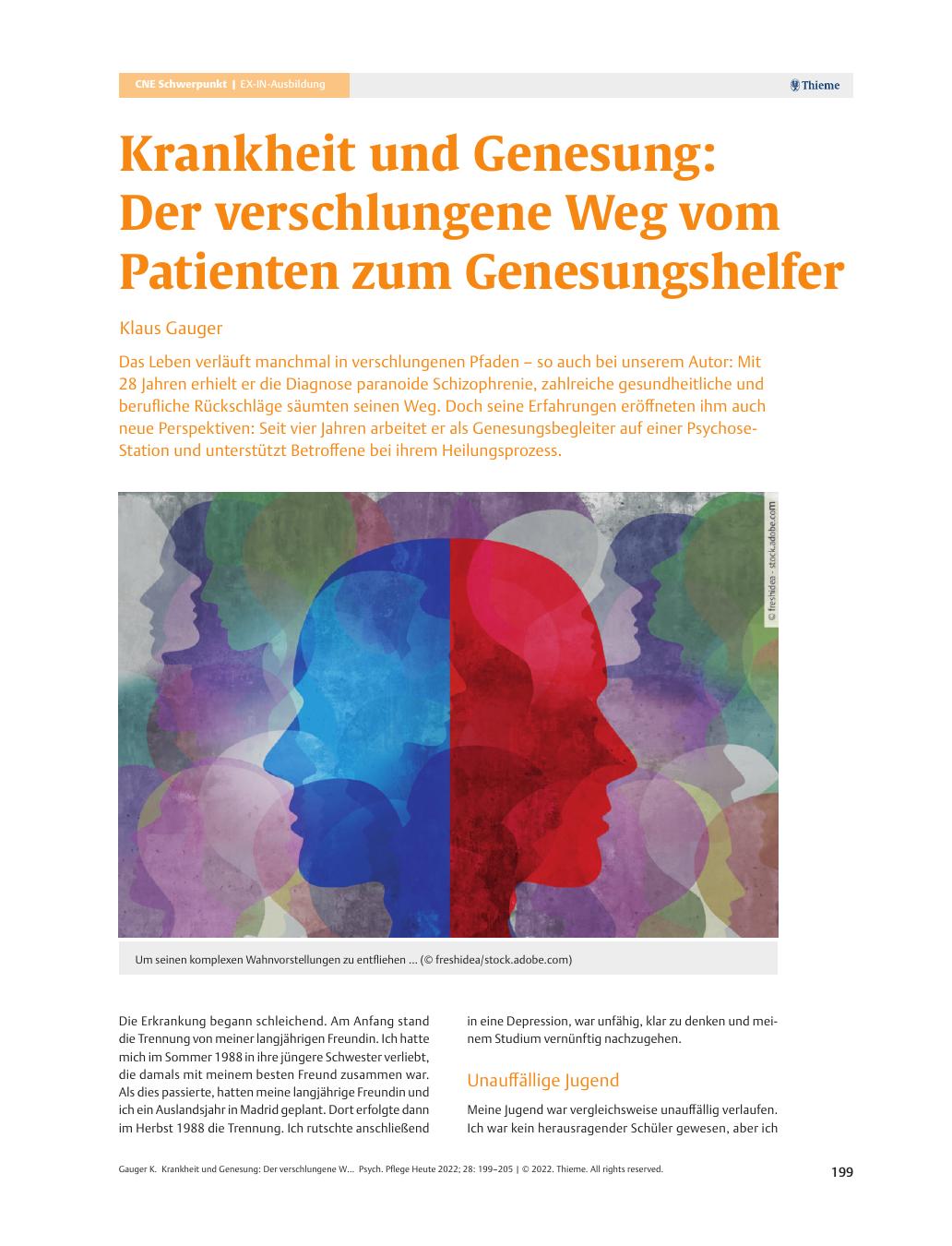 Vorschauseite 1: Krankheit und Genesung: Der verschlungene Weg vom Patienten zum Genesungshelfer