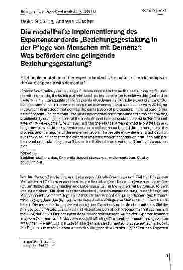 Vorschauseite 1: Die modellhafte Implementierung des Expertenstandards „Beziehungsgestaltung in der Pflege von Menschen mit Demenz“: Was fördert eine gelingende Beziehungsgestaltung?