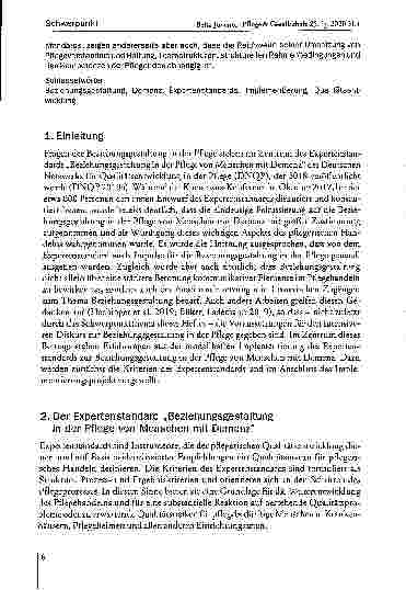 Vorschauseite 2: Die modellhafte Implementierung des Expertenstandards „Beziehungsgestaltung in der Pflege von Menschen mit Demenz“: Was fördert eine gelingende Beziehungsgestaltung?