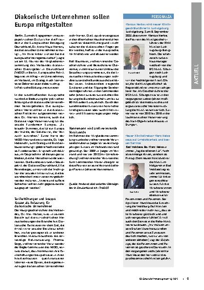 Vorschauseite 1: Diakonische Unternehmen sollen Europa mitgestalten