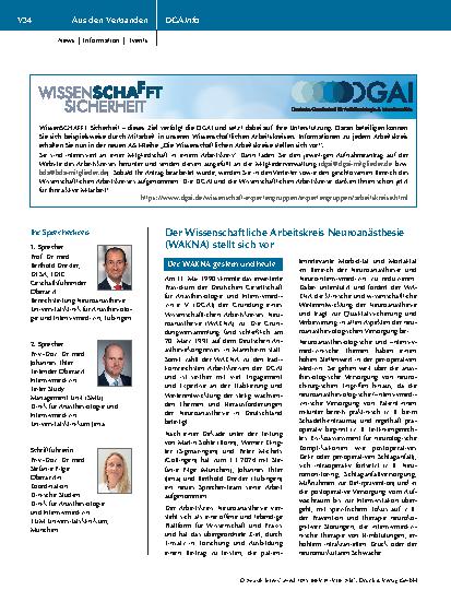 Vorschauseite 1: Der Wissenschaftliche Arbeitskreis Neuroanästhesie (WAKNA) stellt sich vor