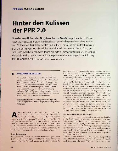 Vorschauseite 1: Hinter den Kulissen der PPR 2. 0