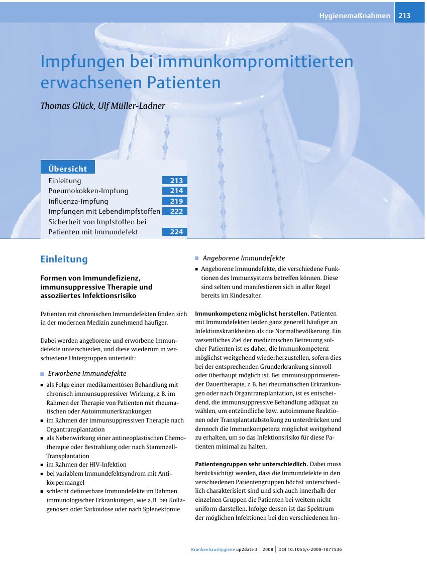 Vorschauseite 1: Impfungen bei immunkompromittierten erwachsenen Patienten