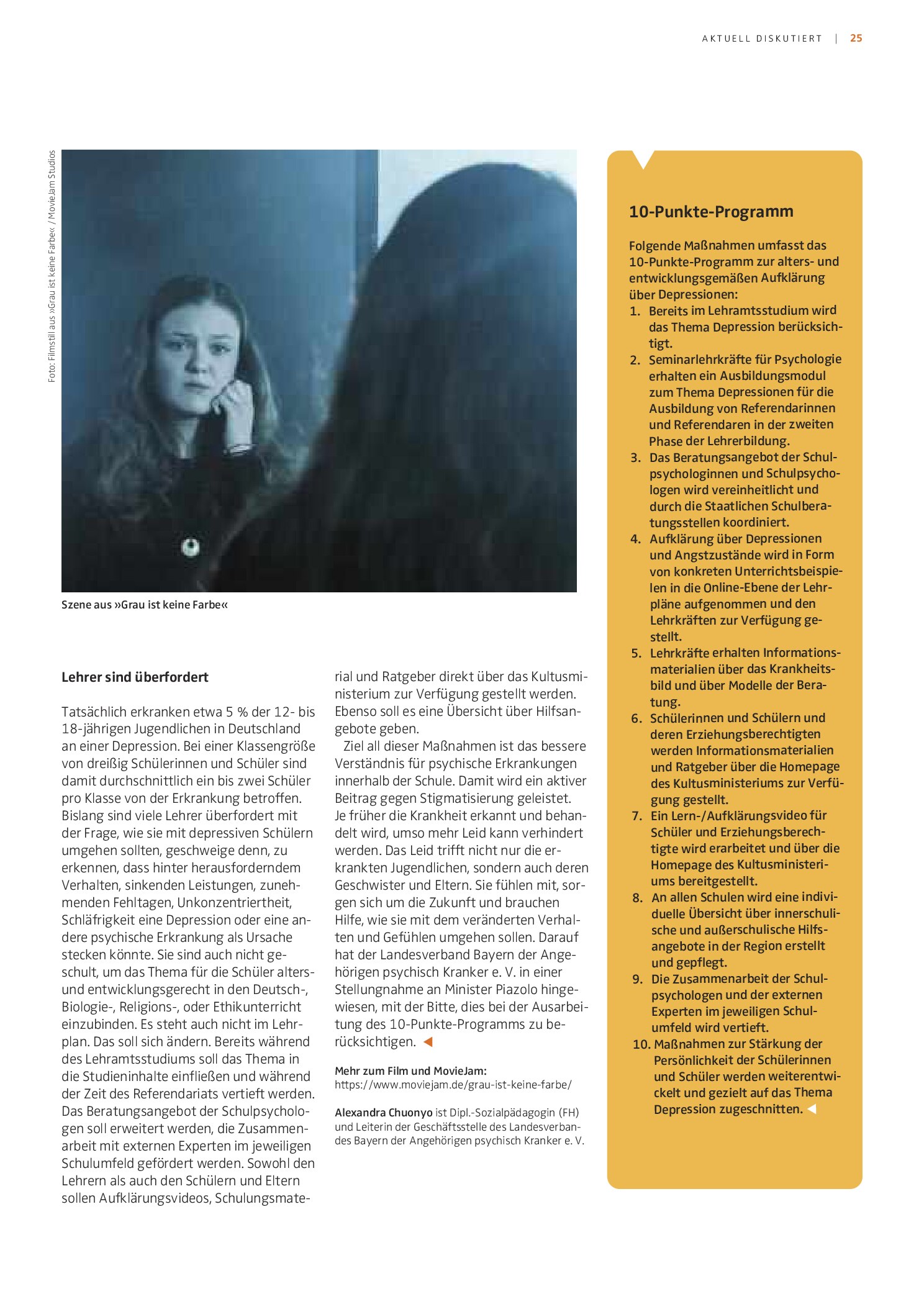 Vorschauseite 2: Depression zukünftig Thema im bayerischen Schulunterricht