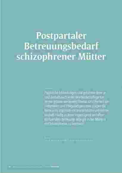 Vorschauseite 1: Postpartaler Betreuungsbedarf schizophren er Mütter