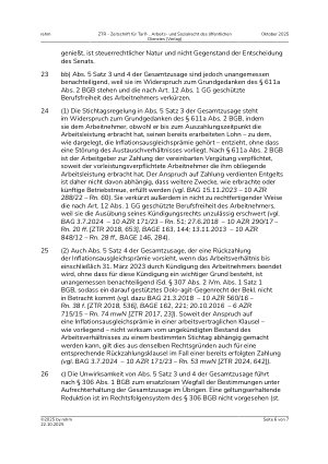 Vorschauseite 6: II. Allgemeines Arbeitsrecht Inflationsausgleichsprämie – weitere Zwecke – Eigenkündigung des Arbeitnehmers – AGB-Kontrolle