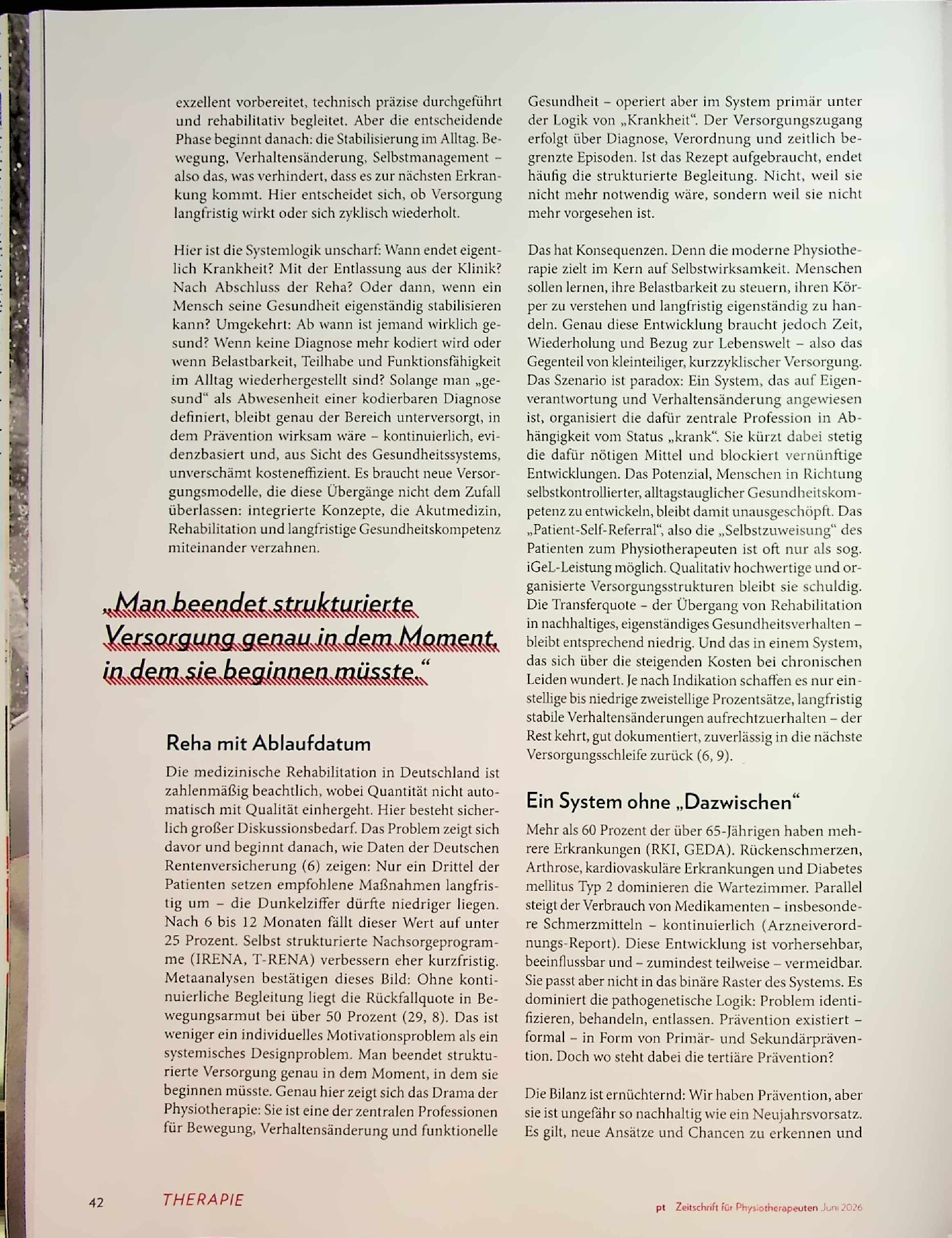 Vorschauseite 3: Warum Prähabilitation völlig unterentwickelt ist