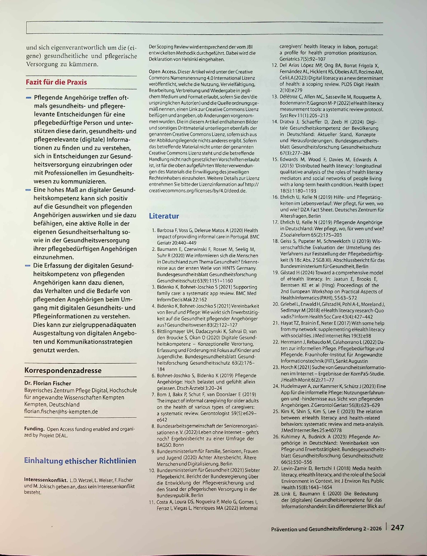 Vorschauseite 6: Digitale Gesundheitskompetenz von pflegenden Angehörigen – Protokoll eines Scoping Reviews